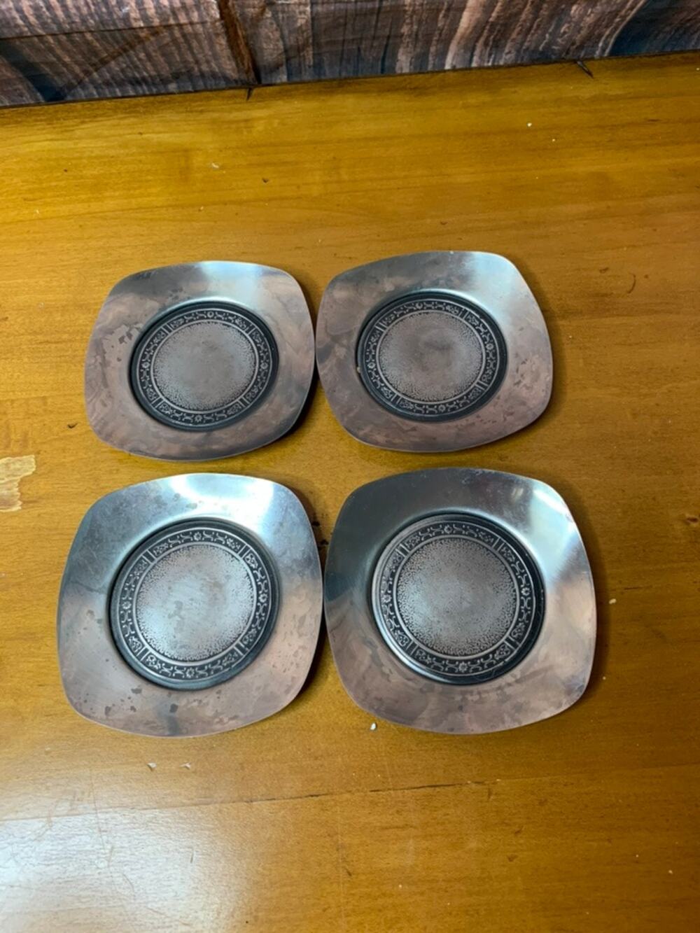 Cordova Coaster Set Vintage Silver Square Set‎ of 4